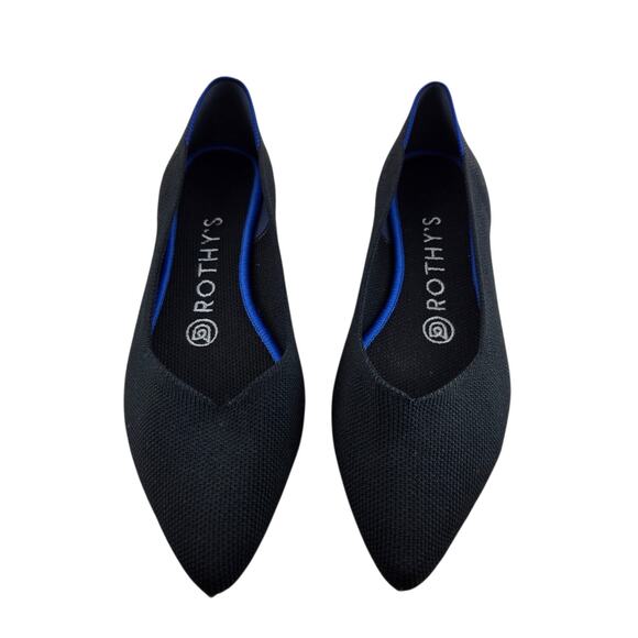 Rothy's The Point Ballet Flats Womens 6 Black Pointed Toe Knit Washable Preppy - Picture 5 of 11